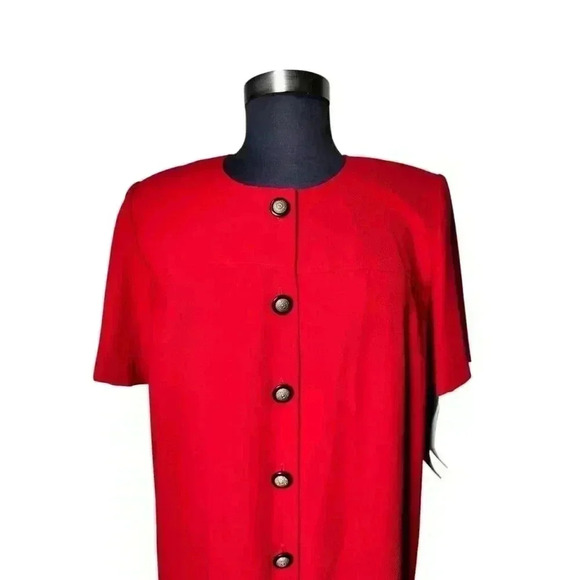 Positive Attitude Women's Petite Red Dress Size 20 Vtg Y2K 90's NWT Button‎ Down - Picture 2 of 6